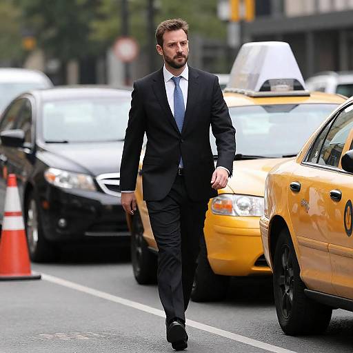 Urban Businessman Amidst City Traffic
