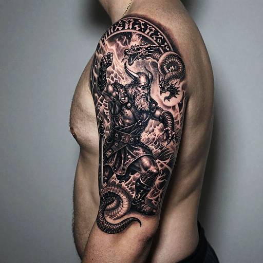 Epic Viking Battle Tattoo Sleeve