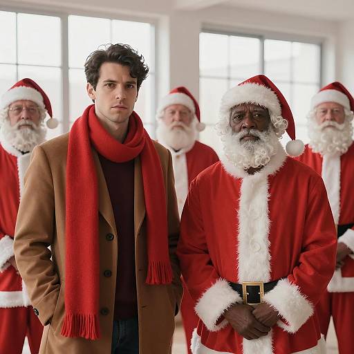 Festive Gathering with Santa Characters