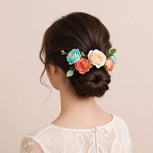 Elegant Bridal Low Bun with Floral
