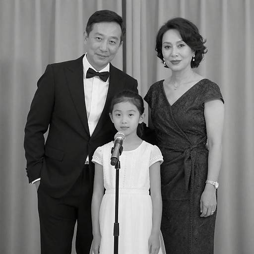 Elegant Family Portrait in Black and White