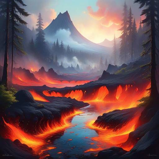 Storybook Forest with Luminous Lava View