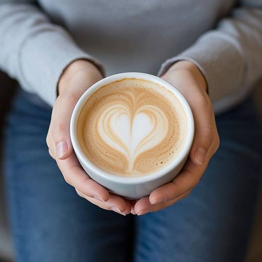 Woman Holding Heart-Shaped Coffee