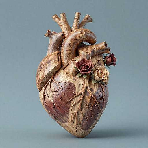 Realistic Wooden Heart Art Model
