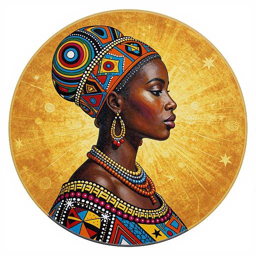 African-Inspired Round Beach Towel Art