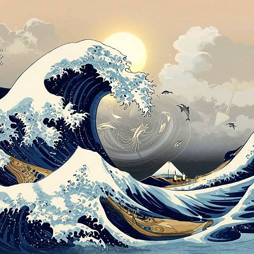 Modern Digital Reimagining of The Great Wave