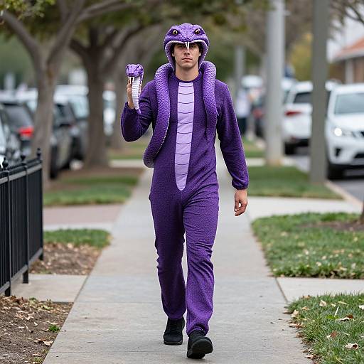 Man in Purple Cobra Costume
