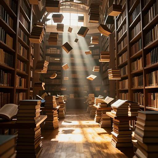 Ethereal Library with Floating Books