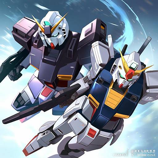 Illustration of Gundam mk ii, gundam in the style of Mujinbensin