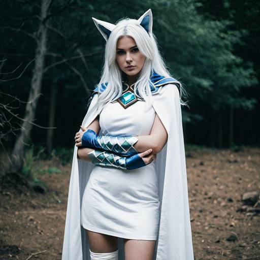 Woman in Kindred Cosplay with White Hair and Cape