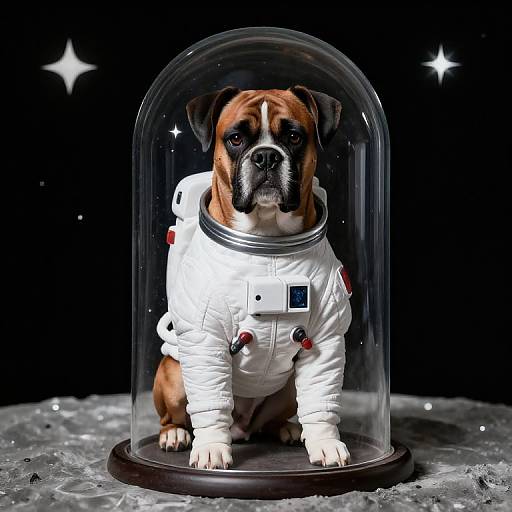 Medieval Boxer Dog Astronaut Portrait