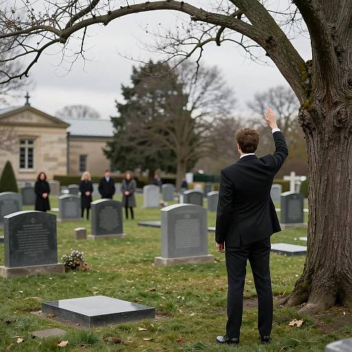 Mourning in the Cemetery: A Somber Scene