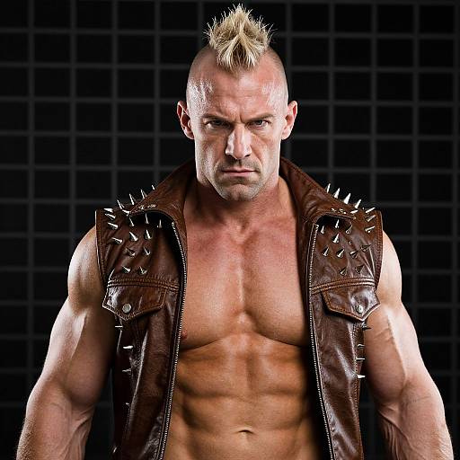 Muscular Bald Man with Spiked Mohawk