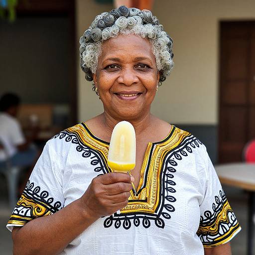Elegant Older Woman with Lemon Ice