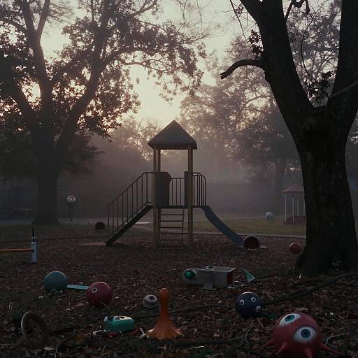 Eerie Abandoned Playground at Dusk