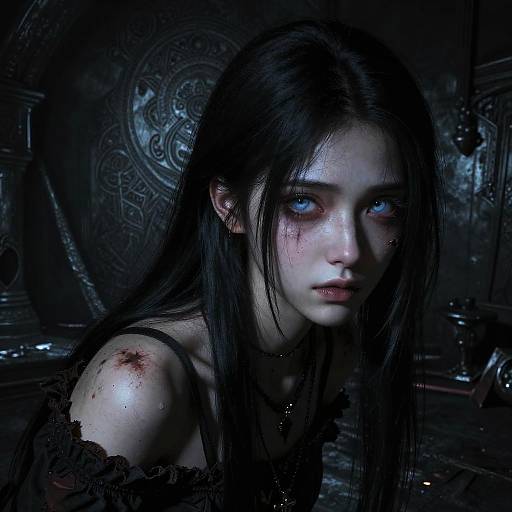 Gothic Basement: Fearful Woman in Chiaroscuro