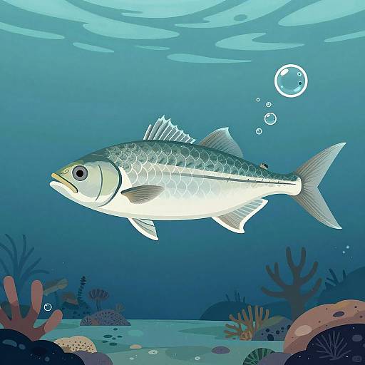 Detailed Bonefish Underwater Illustration