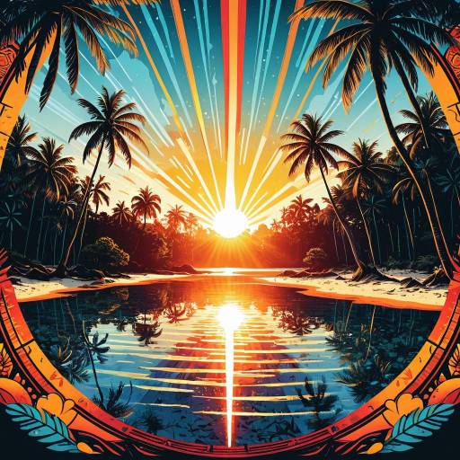 Vibrant Tropical Beach Patch Design