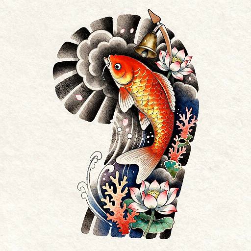 Neo-Traditional Carp Tattoo Design