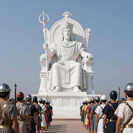 Sacred Helios on Throne with Soldiers