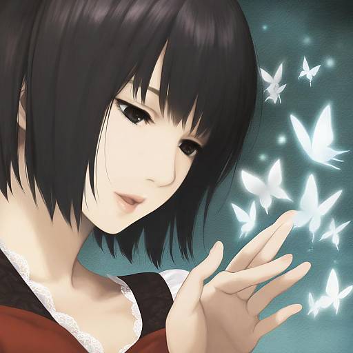 Illustration of Amakura mio, fatal frame in the style of Horiguchi yukiko