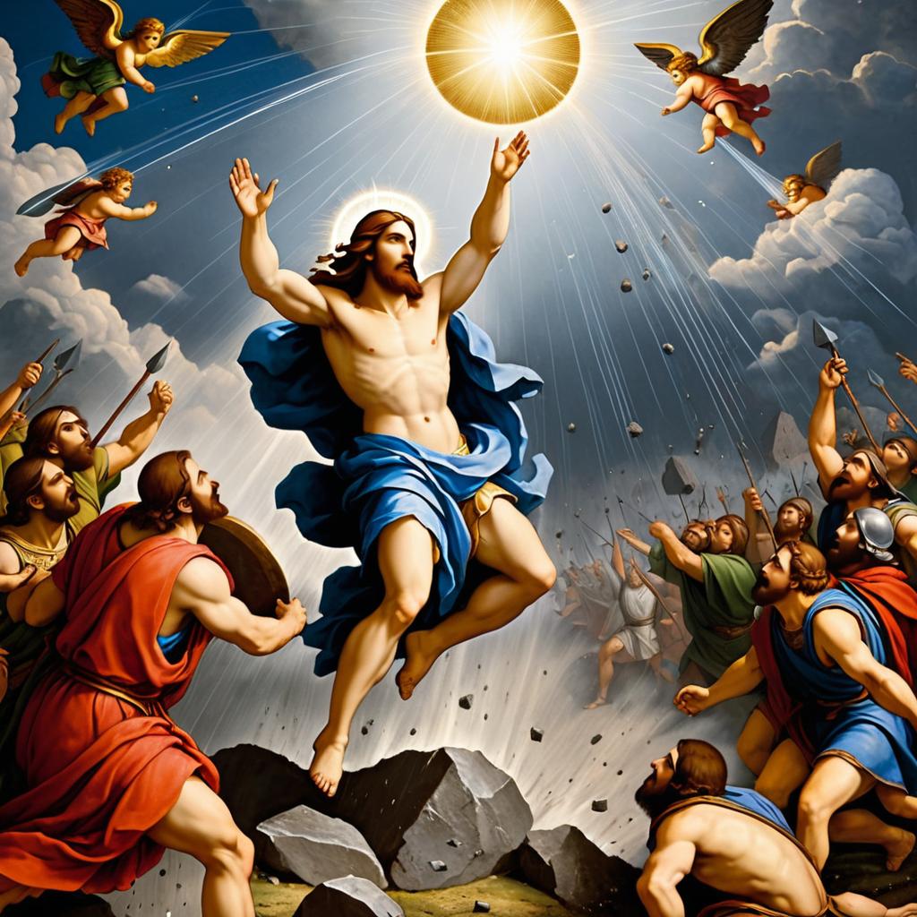 Raphael Style: Jesus vs Giants & Meteorites