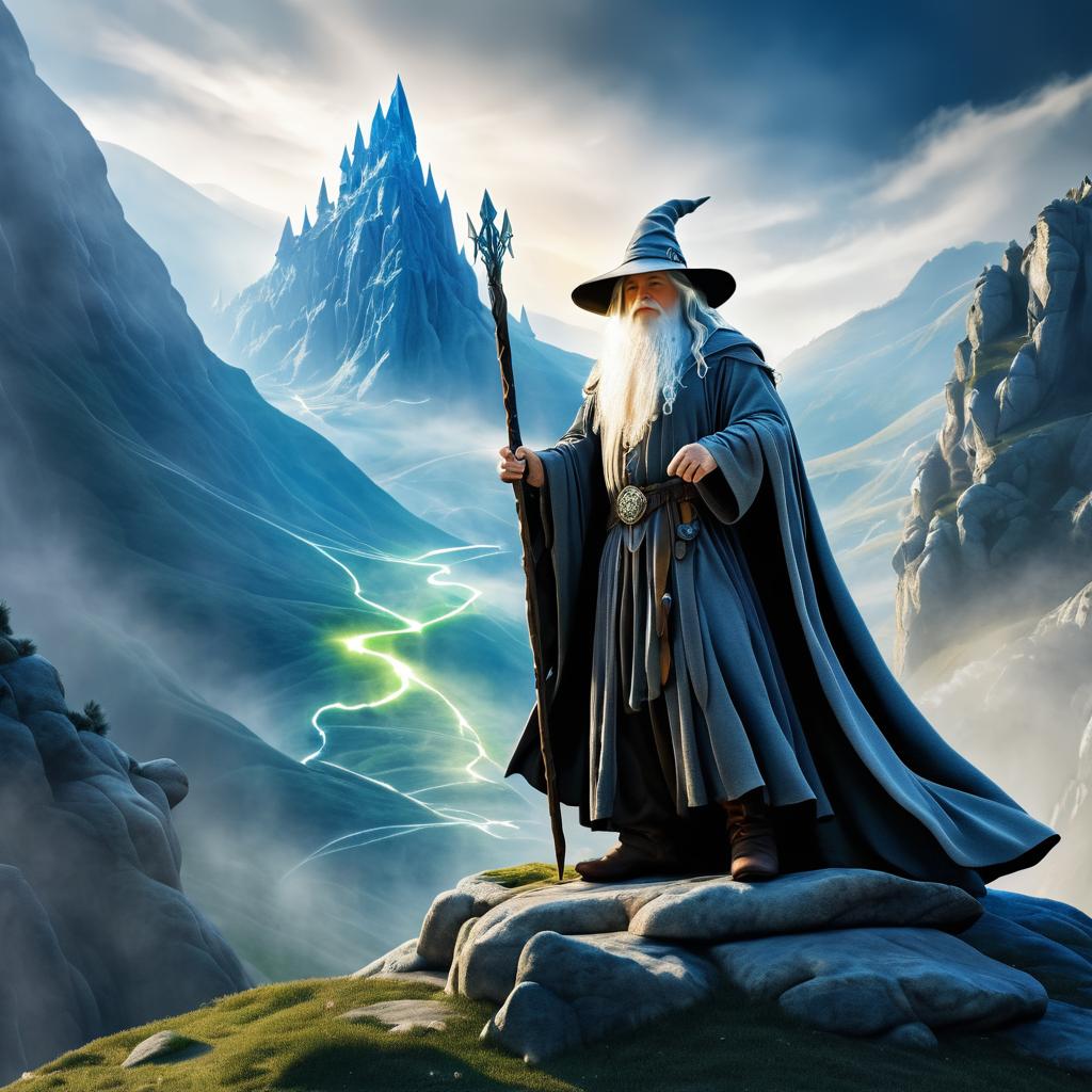 Epic Gandalf on a Mystical Mountain