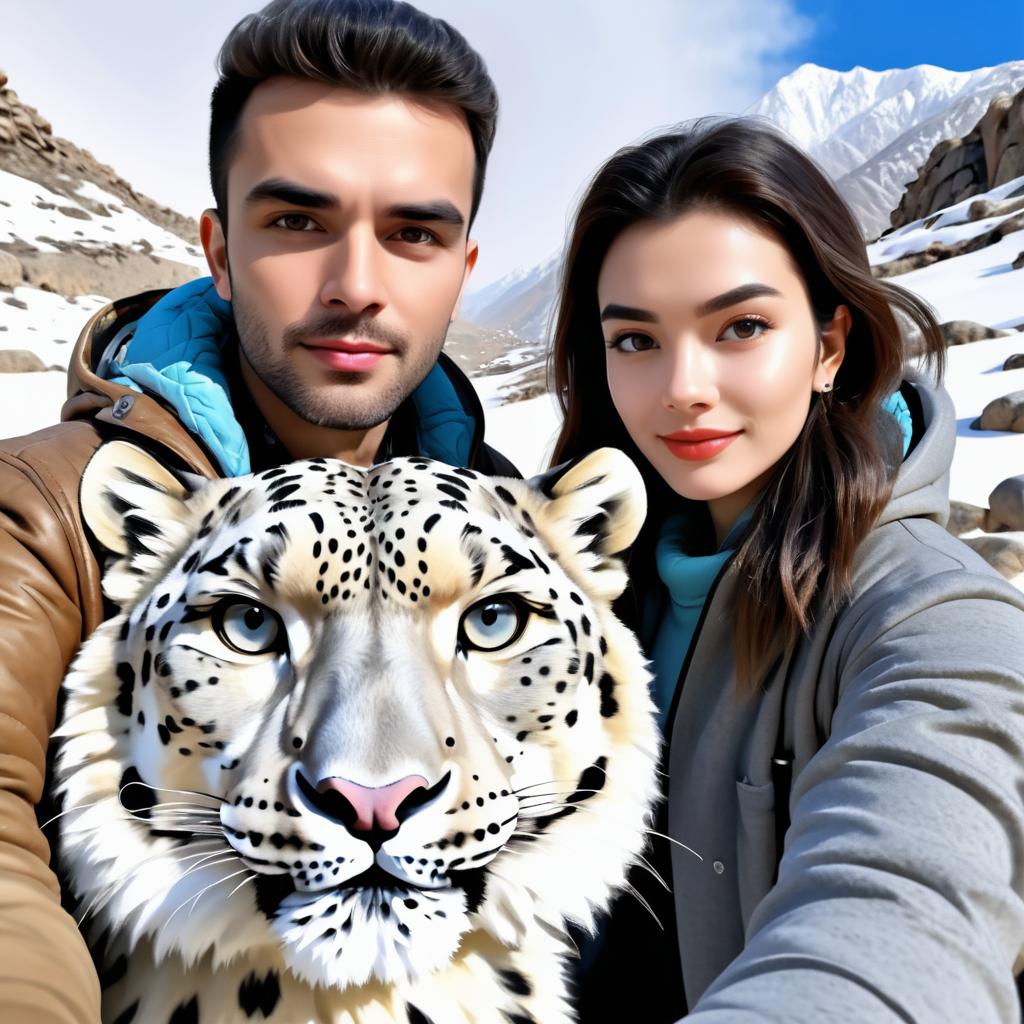 Dramatic Selfie with Snow Leopard