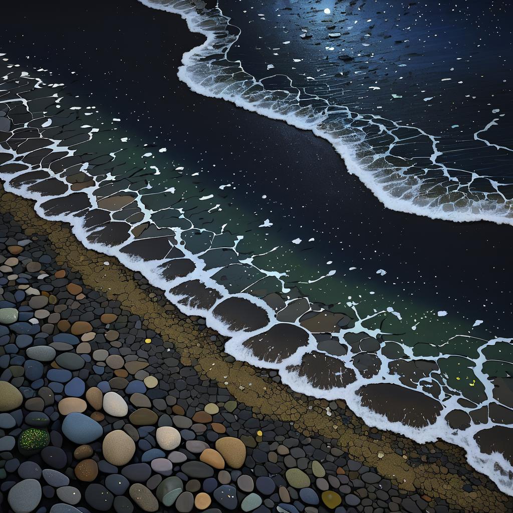 Aerial View of Coastal Tidepools at Night