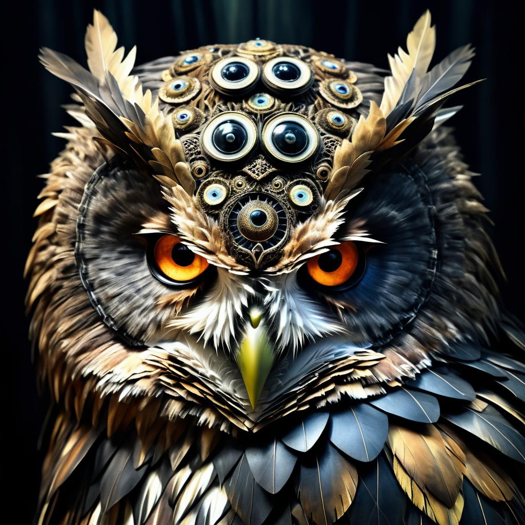 Surreal Owl-Human Hybrid Portrait