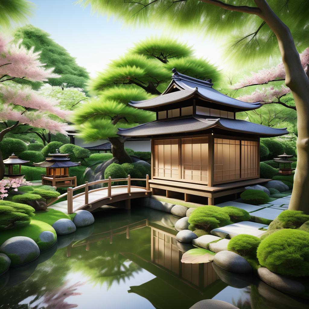 Serene Japanese Tea House in Nature