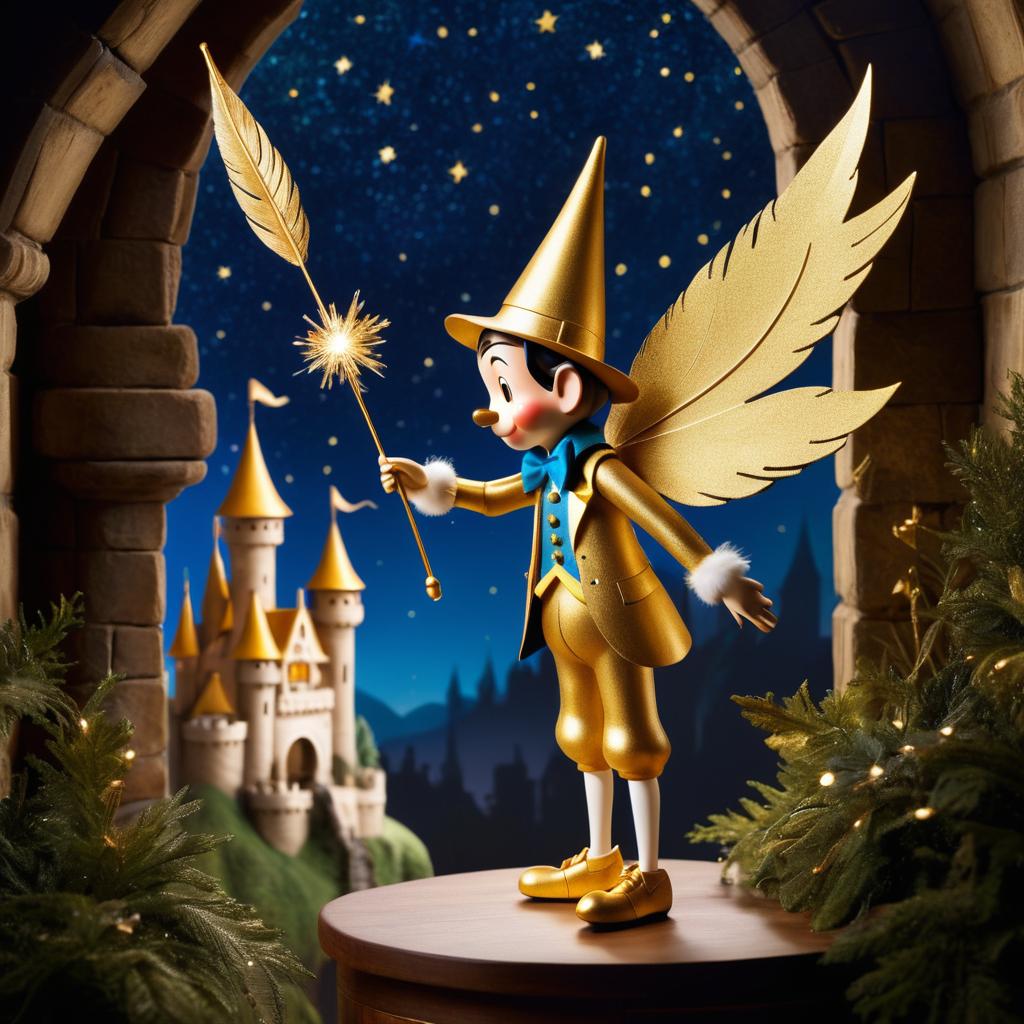 Whimsical Gold Leaf Pinocchio Adventure