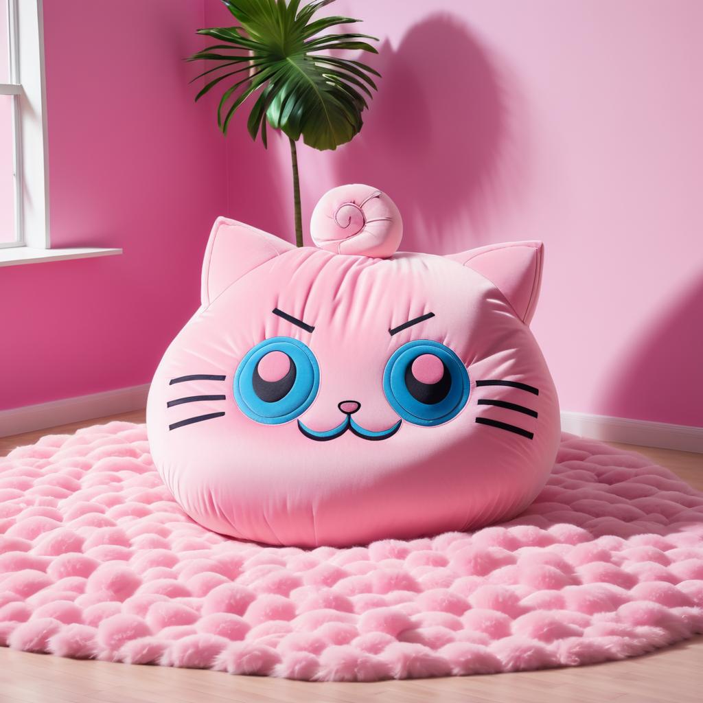 Playful Jigglypuff on a Bean Bag