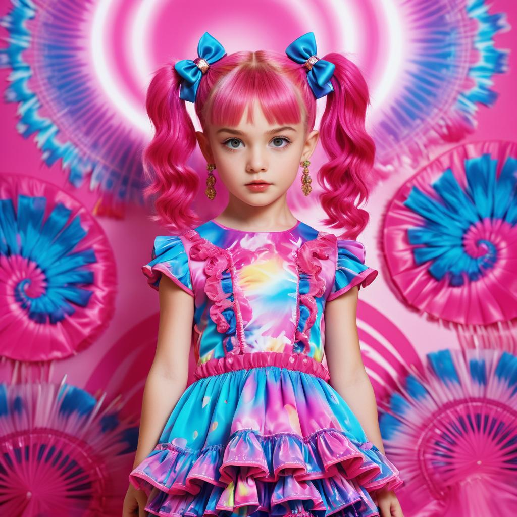 Playful Haute Couture: Pink-Haired Child Model