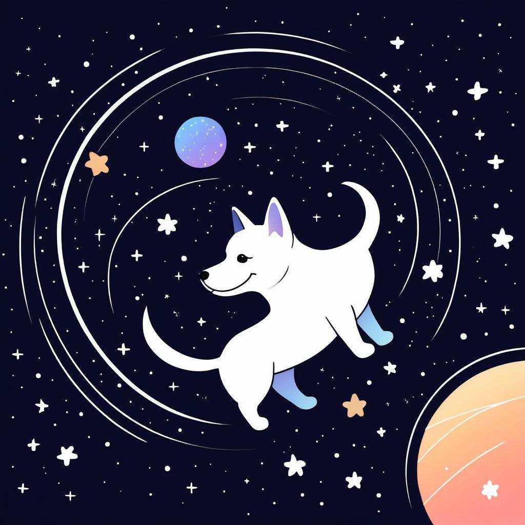 Playful Cartoon Dog in Space