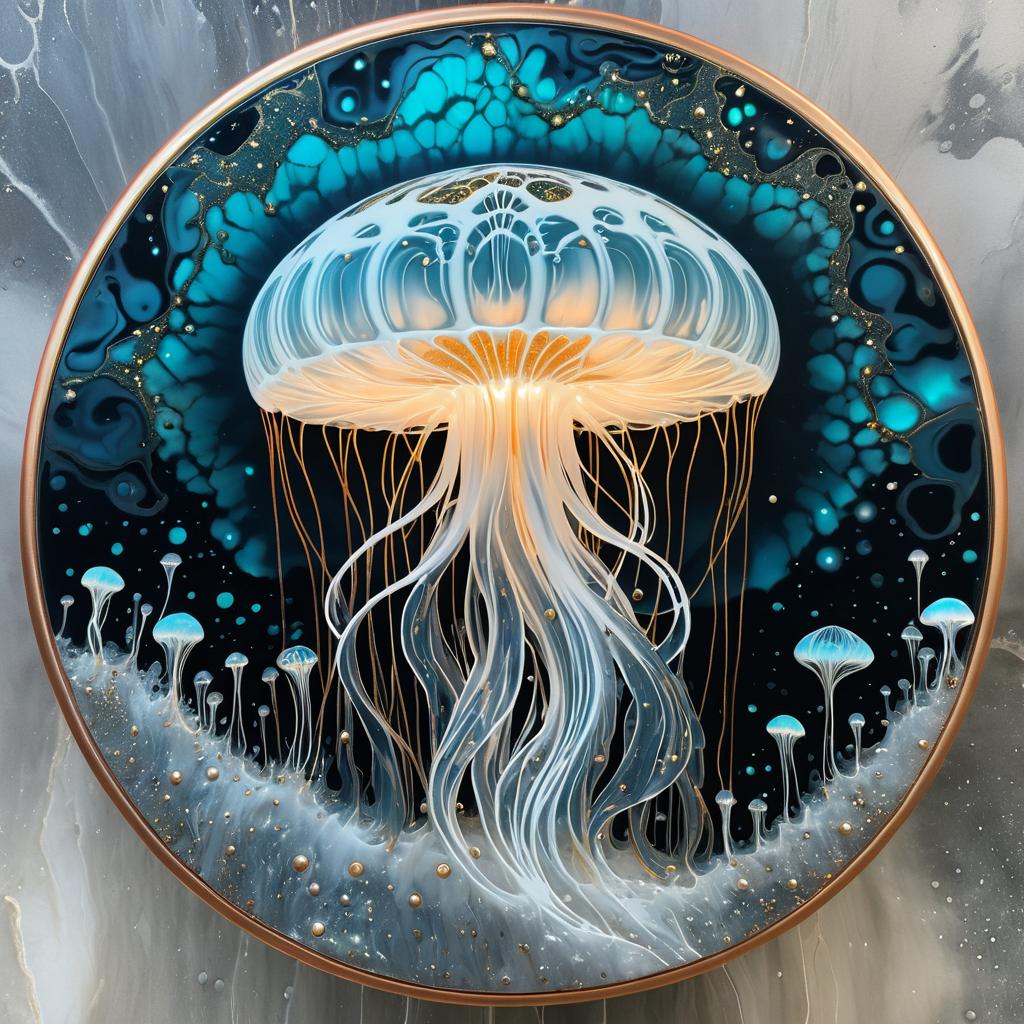 Surreal Bioluminescent Jellyfish Art