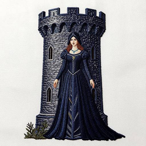 Dark Fantasy Embroidery Tower Beauty