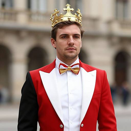 Regal Man in Red and White Outfit