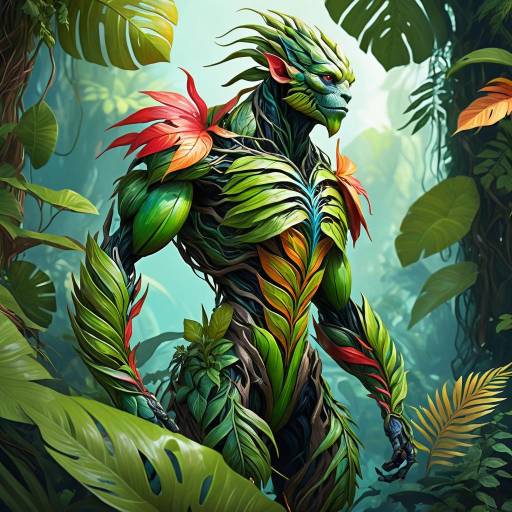 Vibrant Plant Creature on Tropical Island