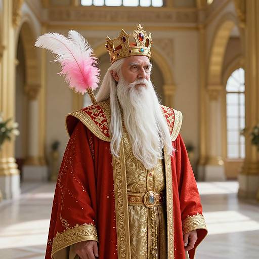 Regal Wise Man in Golden Palace