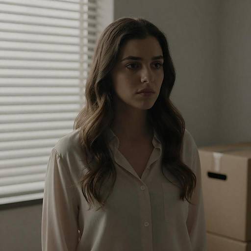 Serious Young Woman in Dim Lighting