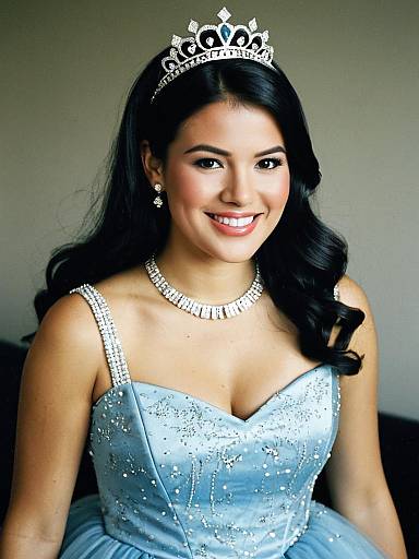 Woman in Blue Princess Gown with Tiara