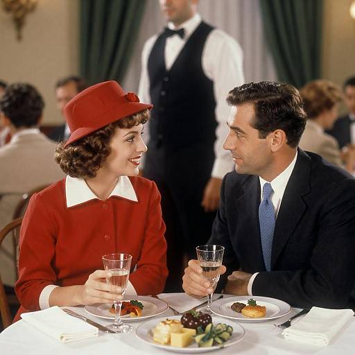 Charming Vintage Dining Scene with Couple