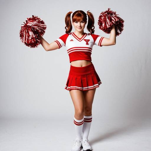 Cheerleader in Red and White Uniform