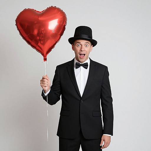 Man in Suit with Heart Balloon