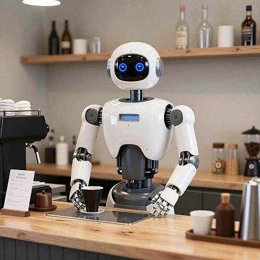 Robot Barista Serving Coffee