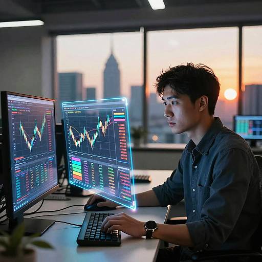 High-Tech Financial Analyst at Sunset