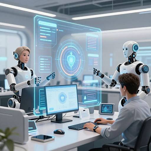 Futuristic AI-Assisted Workspace