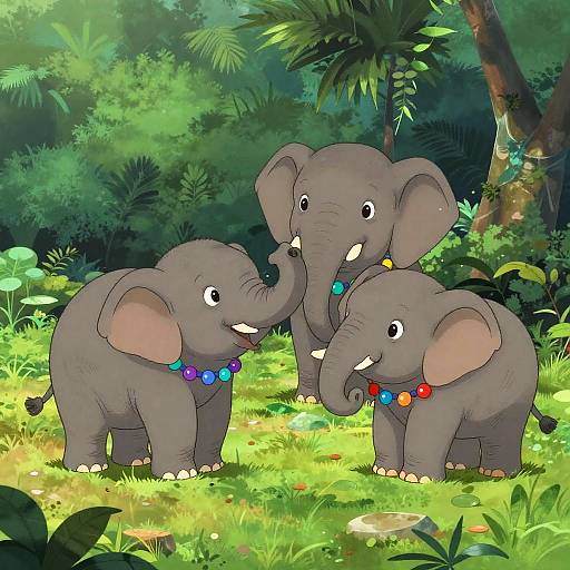 Playful Baby Elephants in Jungle