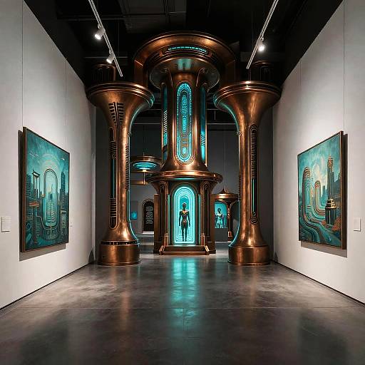 Cyberpunk Dystopian Art Gallery Interior